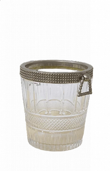 Secchiello per ghiaccio in cristallo e metallo di Baccarat, anni '50