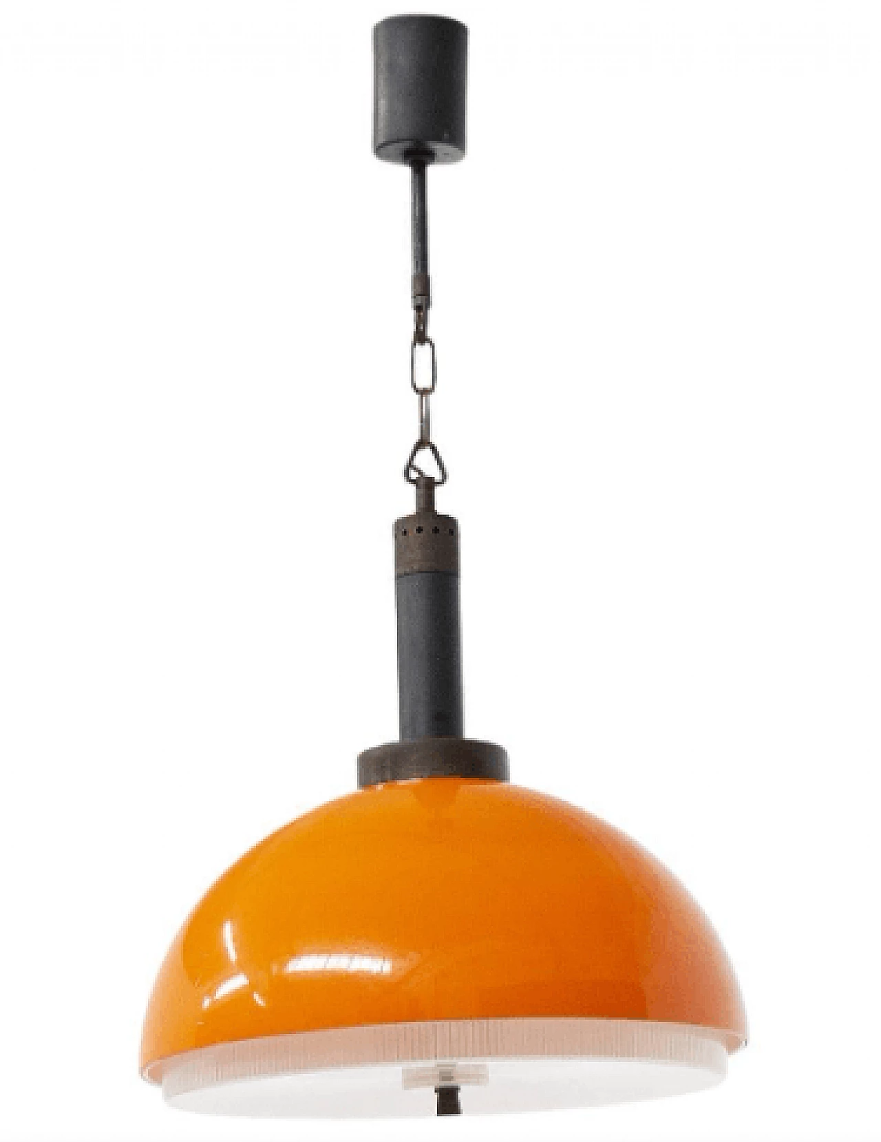 Lampada a sospensione in alluminio arancione di Stilnovo, anni '70 1