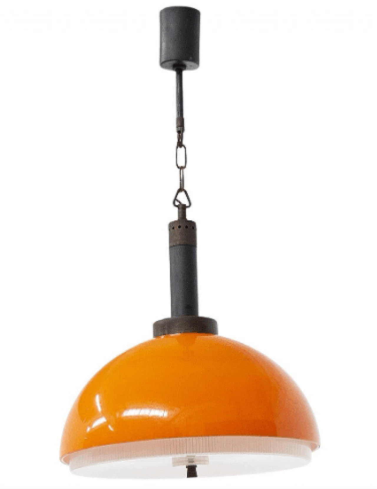 Orange aluminum hanging lamp by Stilnovo, 1970s 1