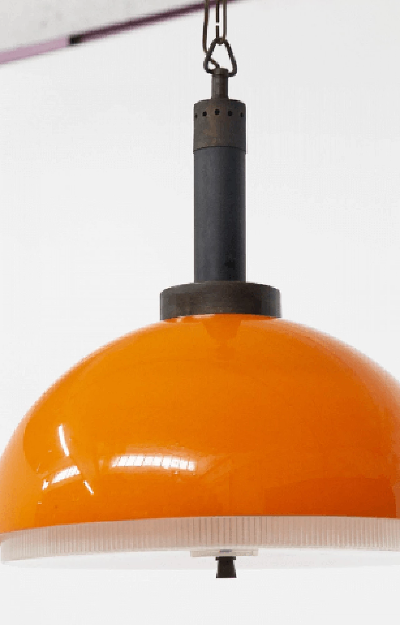 Lampada a sospensione in alluminio arancione di Stilnovo, anni '70 4