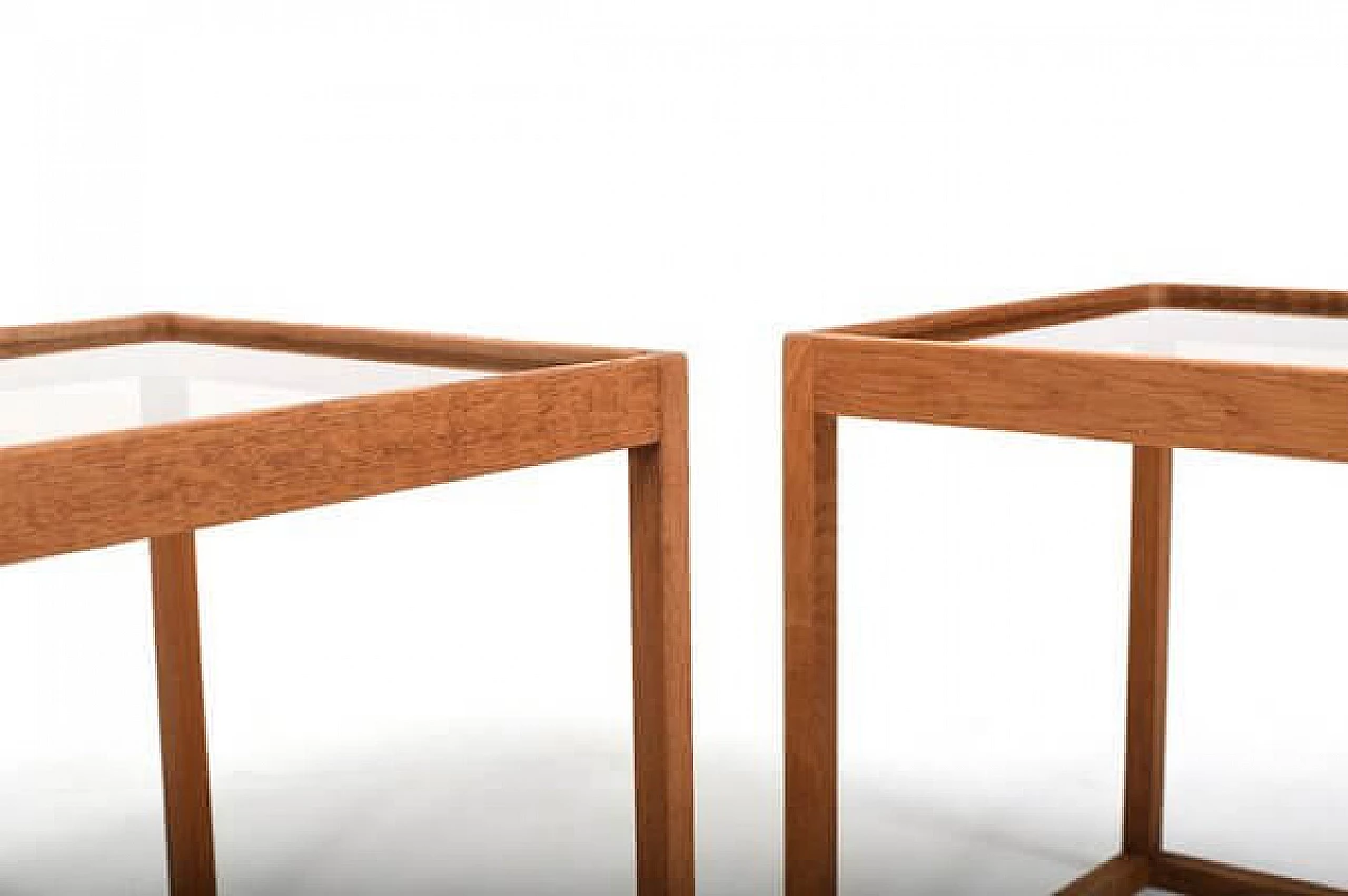 Pair of cubic oak and glass coffee tables by Kurt Østervig for KP Møbler, 1960s 6
