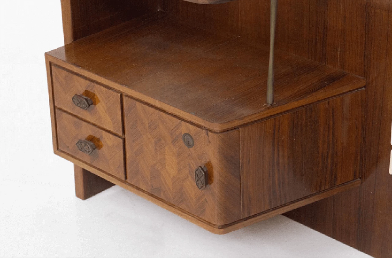 Testiera con comodini in legno e vetro di Luigi Scremin, anni '50 4
