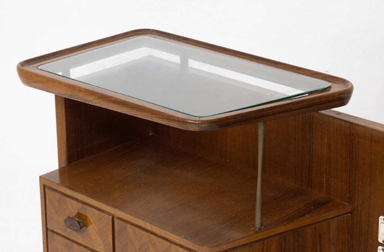 Testiera con comodini in legno e vetro di Luigi Scremin, anni '50 6