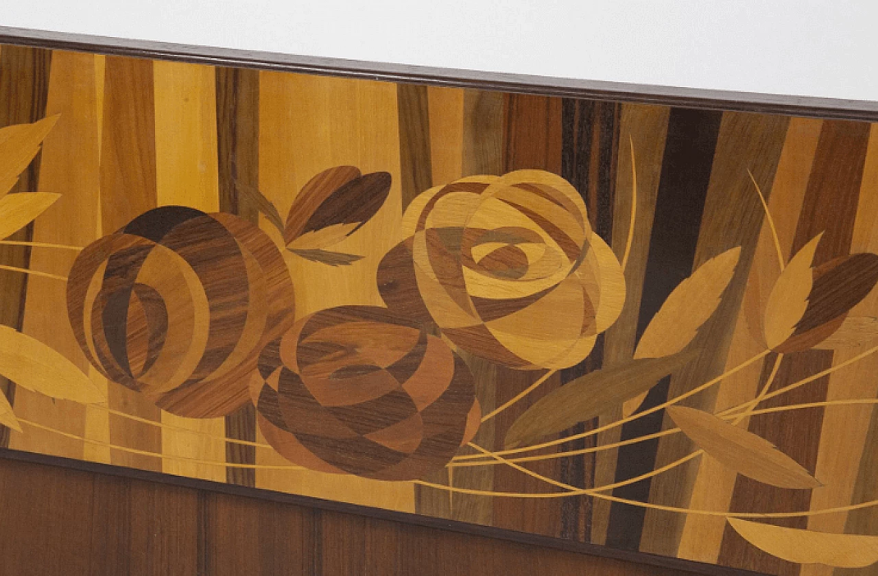 Testiera con comodini in legno e vetro di Luigi Scremin, anni '50 8