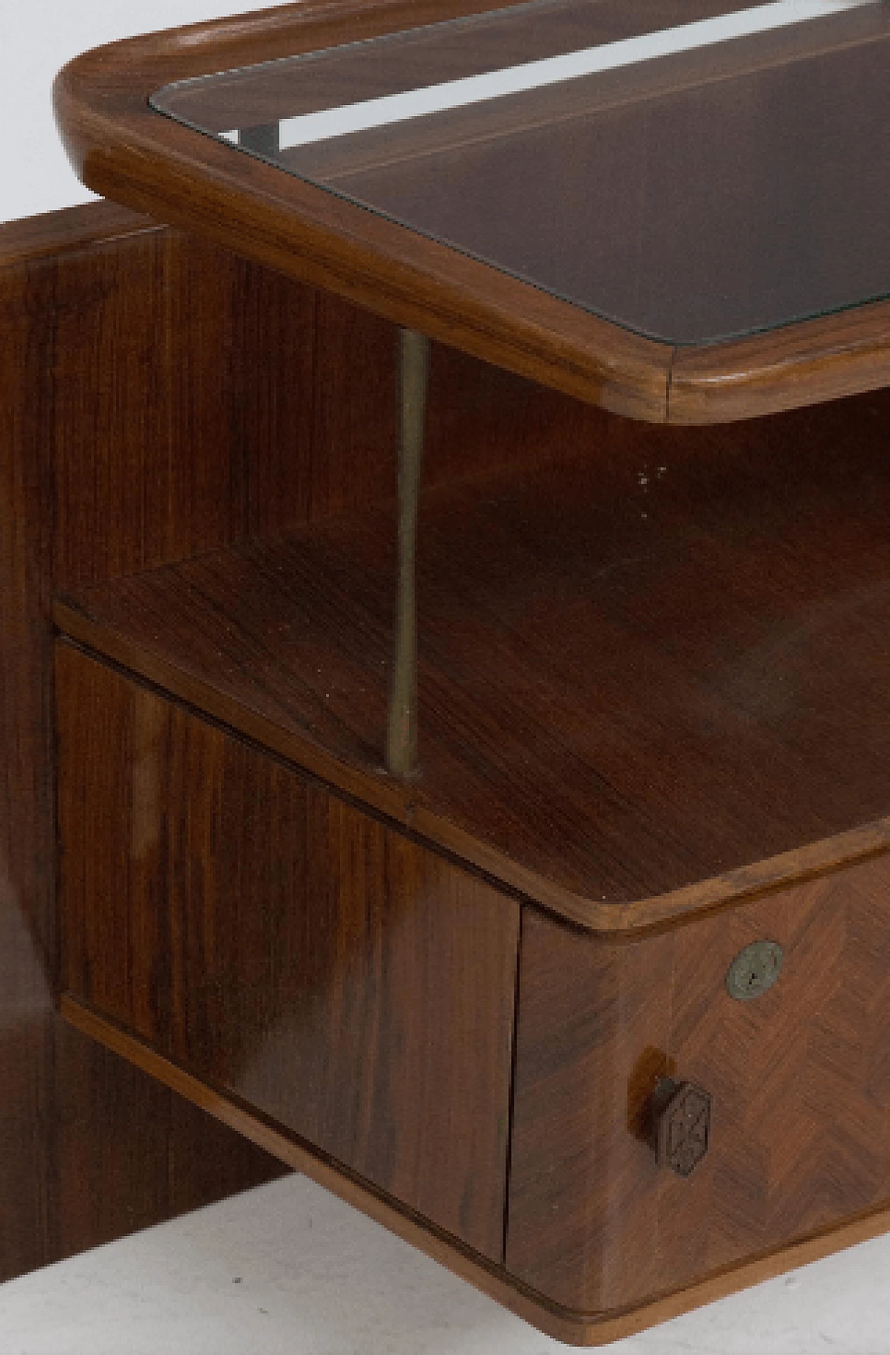 Testiera con comodini in legno e vetro di Luigi Scremin, anni '50 9