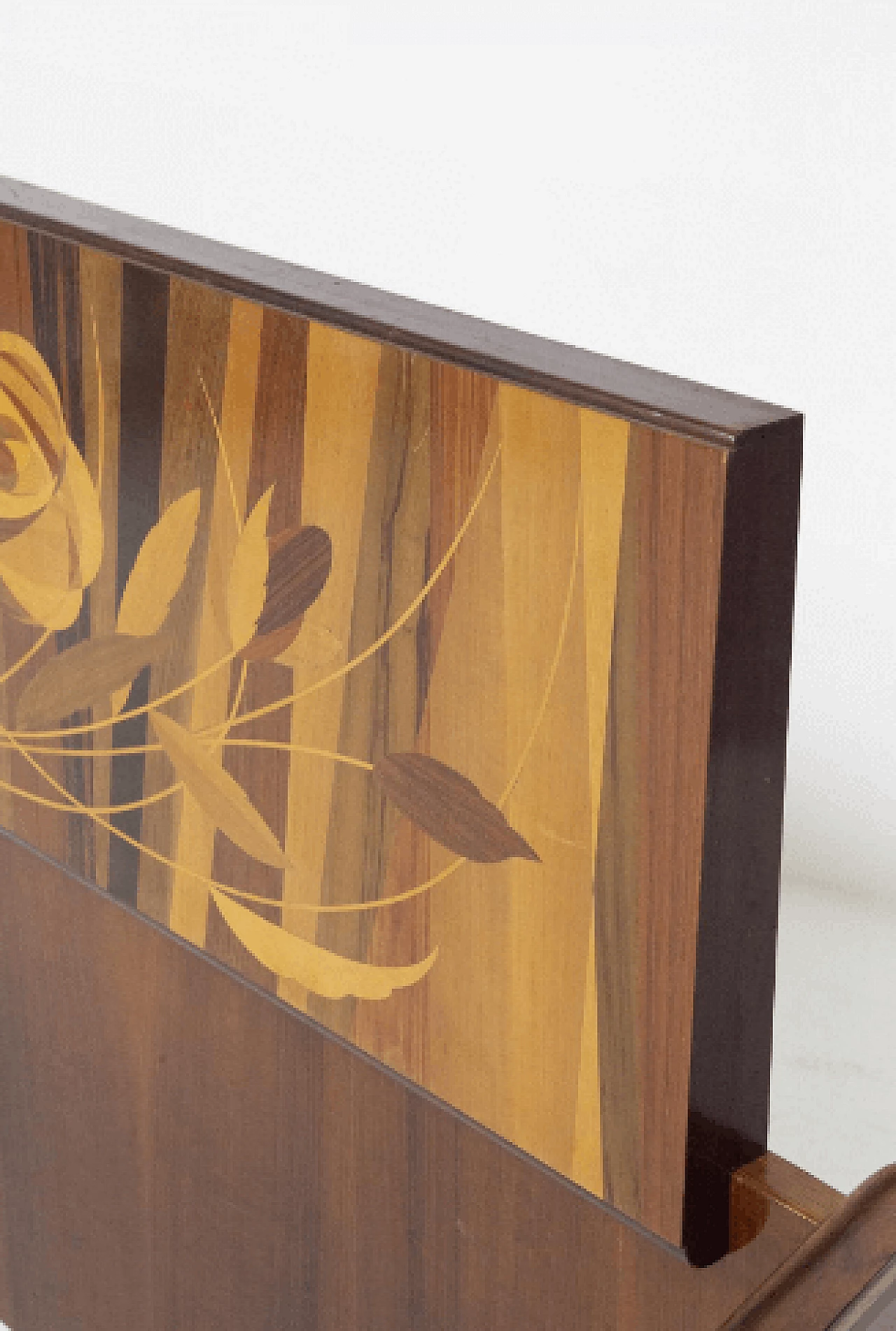 Testiera con comodini in legno e vetro di Luigi Scremin, anni '50 11