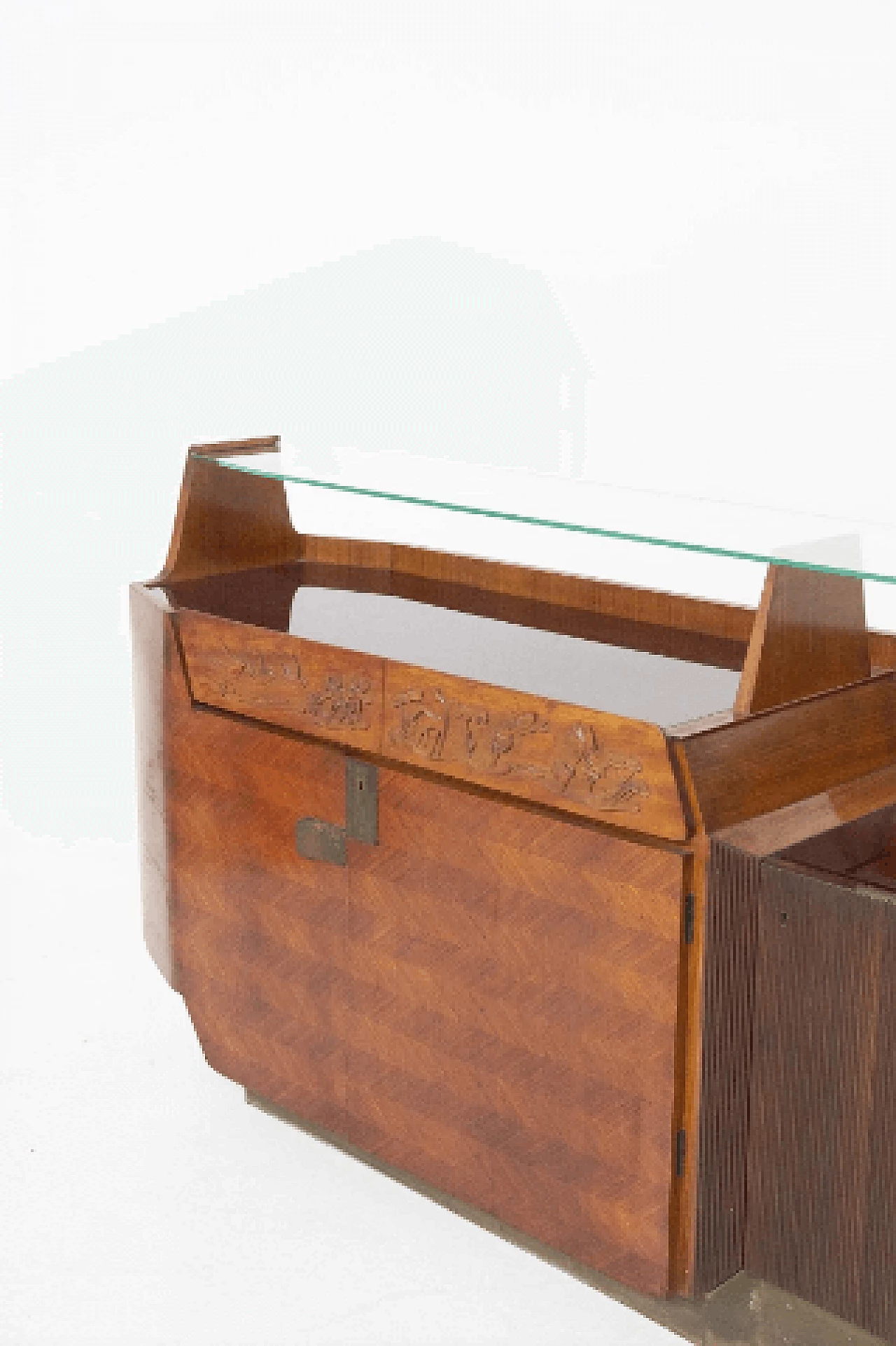 Wood, glass and brass sideboard by Dassi, 1950s 2