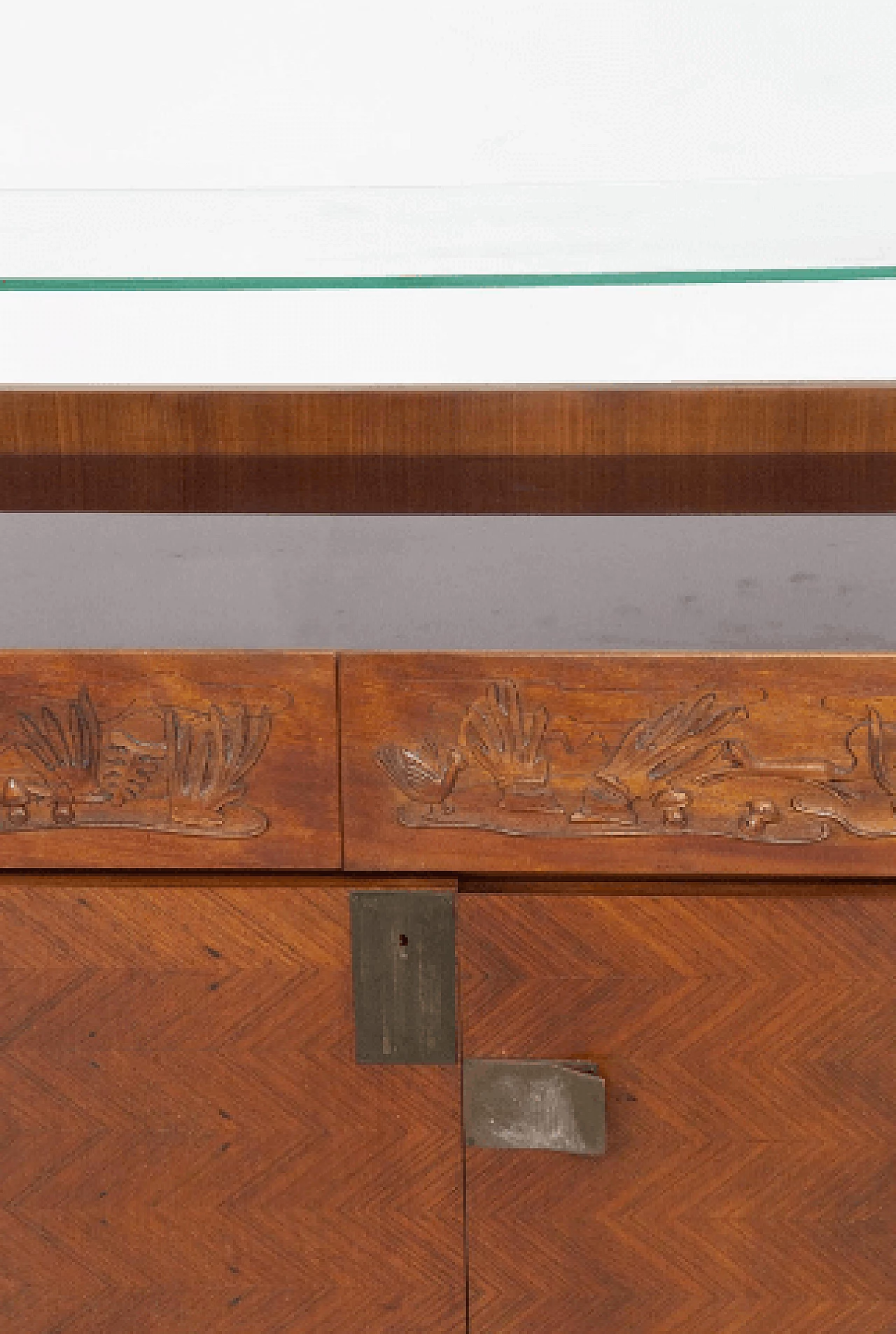 Credenza in legno, vetro e ottone di Dassi, anni '50 3