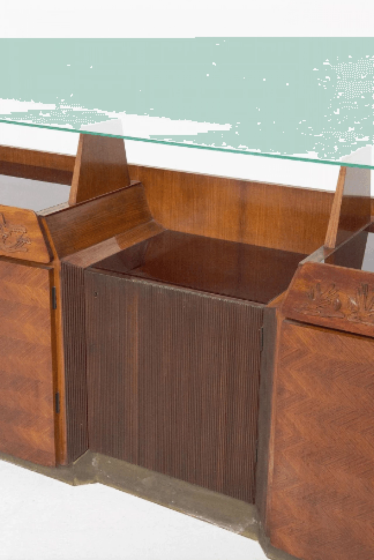 Credenza in legno, vetro e ottone di Dassi, anni '50 4