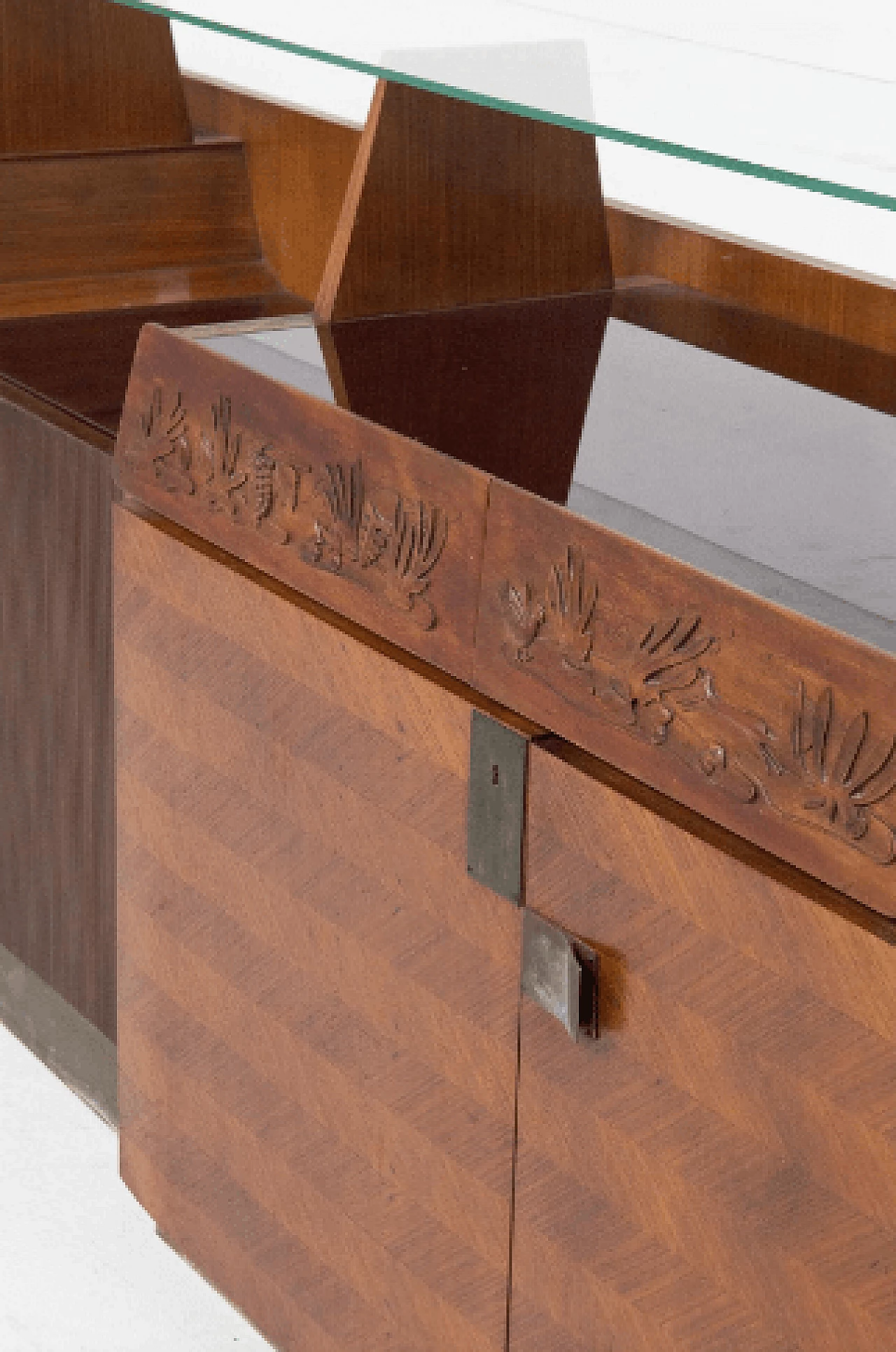 Wood, glass and brass sideboard by Dassi, 1950s 7