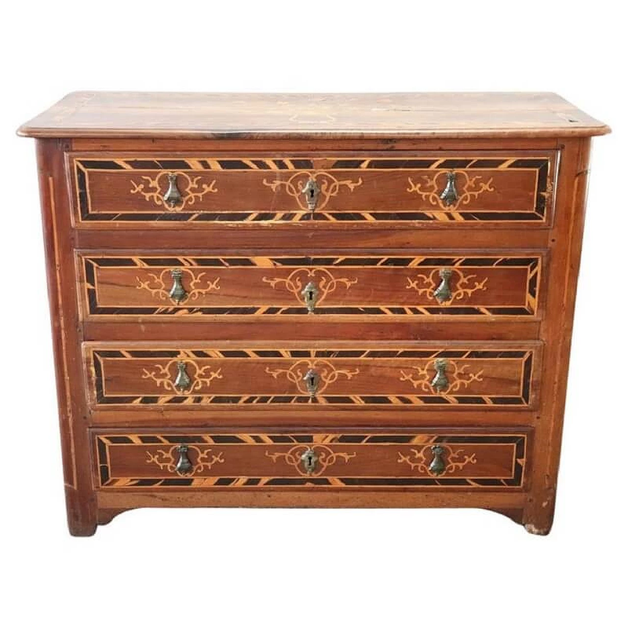 Louis XIV chest of drawers in inlaid walnut, second half of the 17th century 1