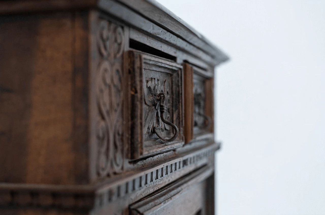Walnut side table with carvings, early 19th century 1