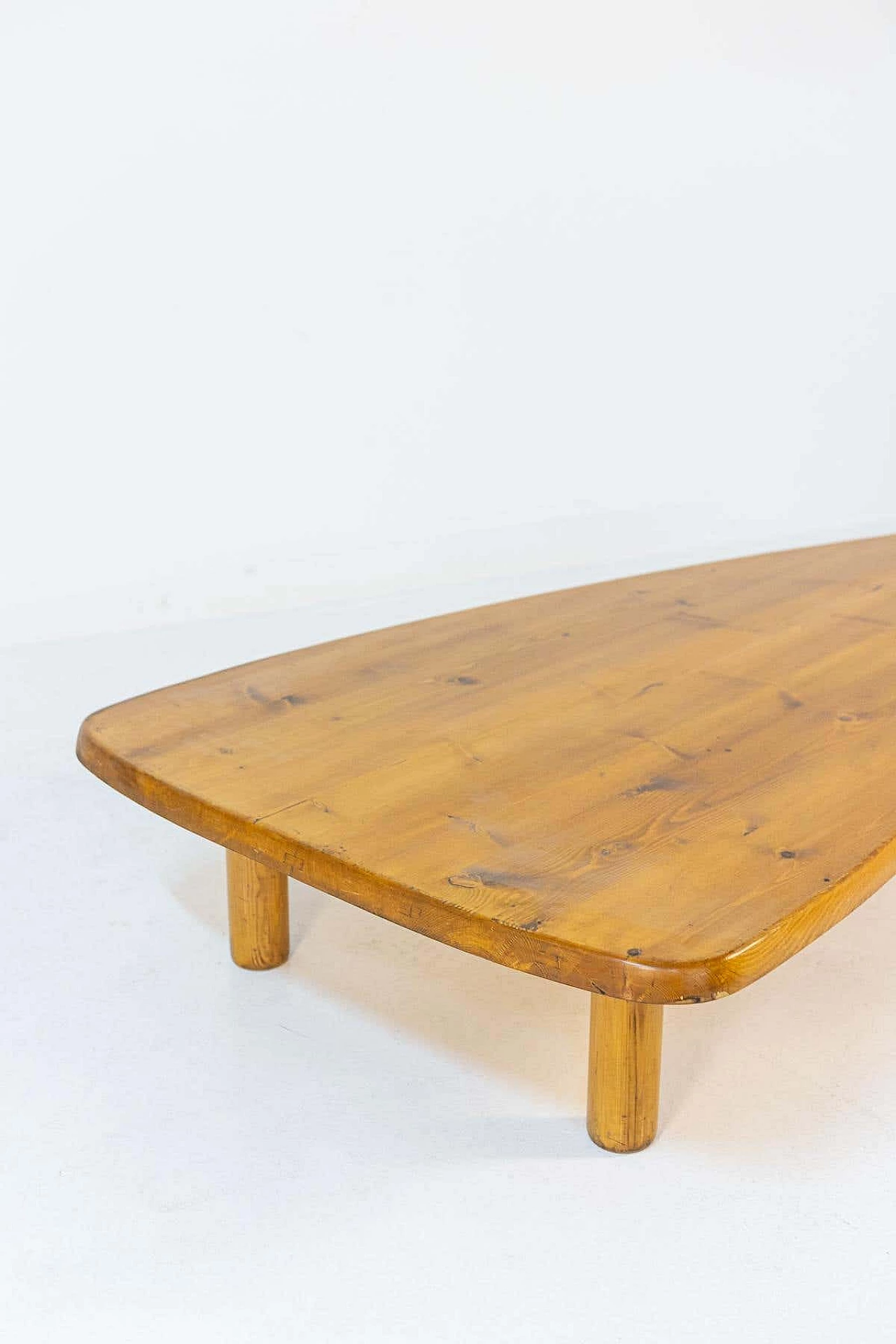 Triangular pine wood coffee table, 1950s 4