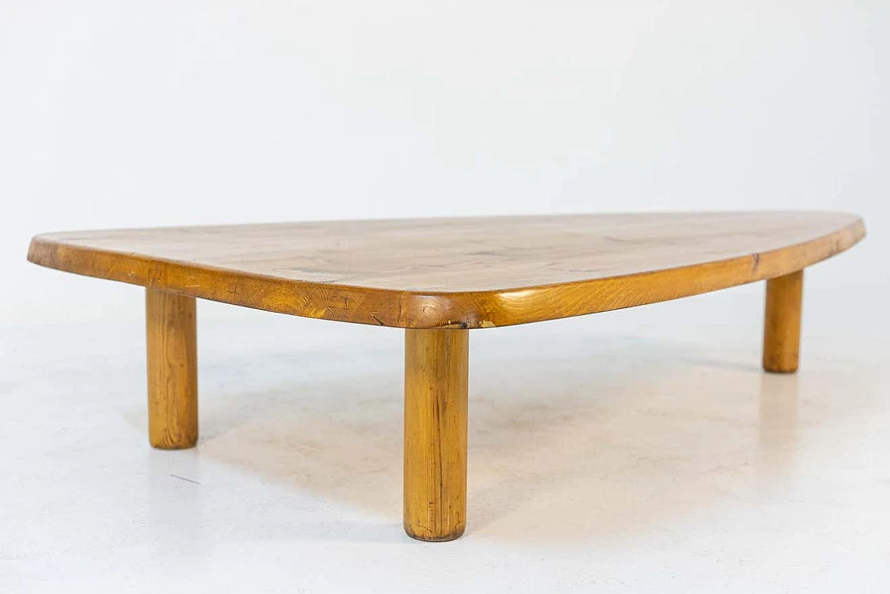 Triangular pine wood coffee table, 1950s 5