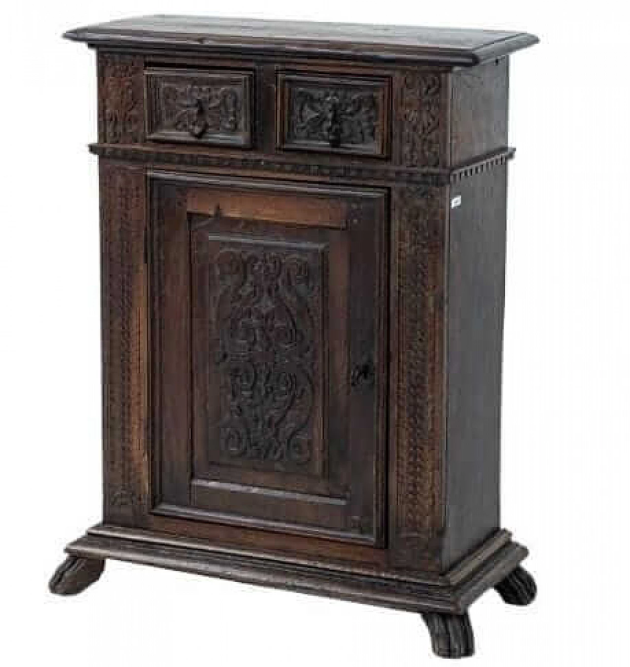 Walnut side table with carvings, early 19th century 13