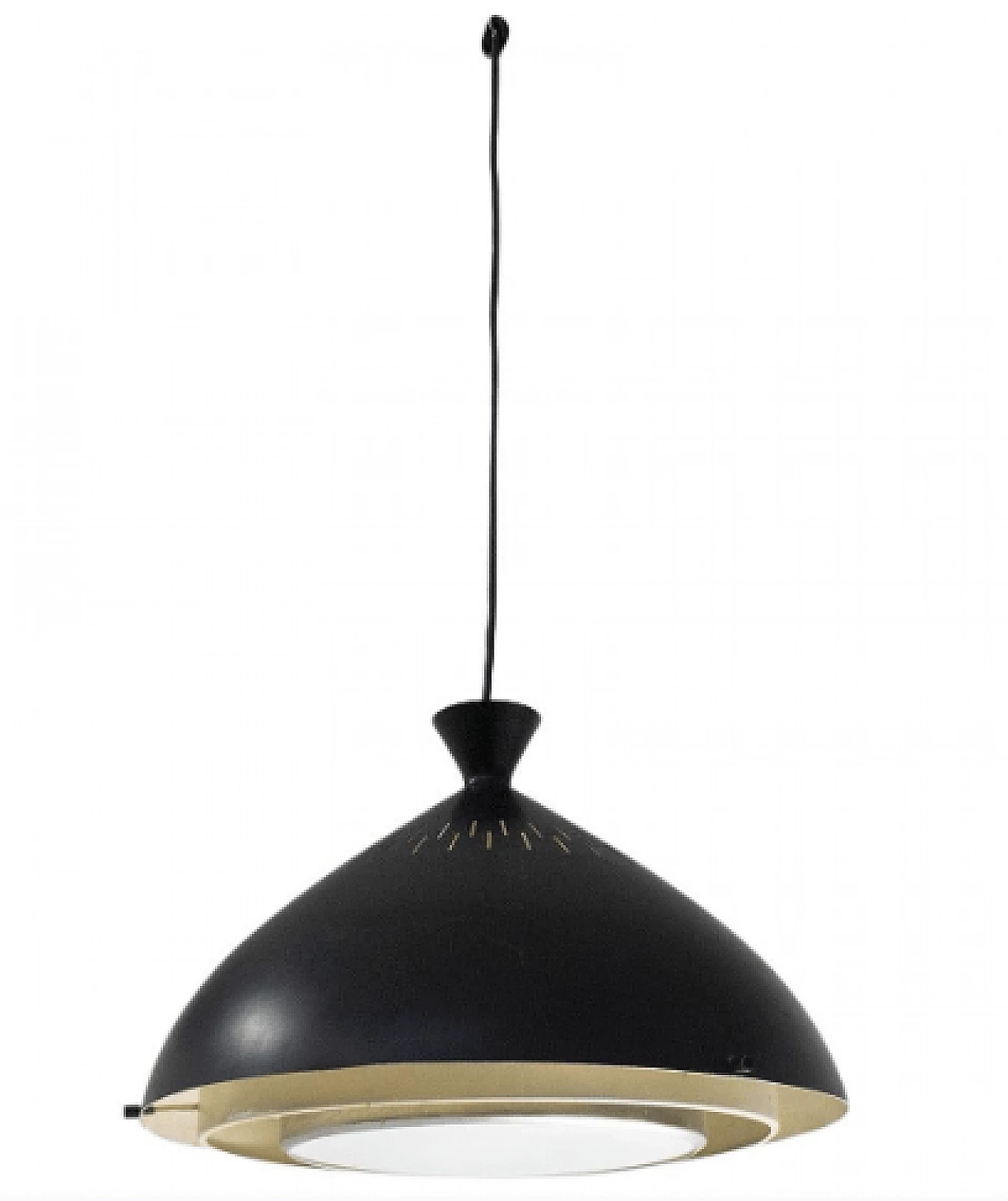 Lampadario in alluminio nero di Stilnovo, anni '60 1