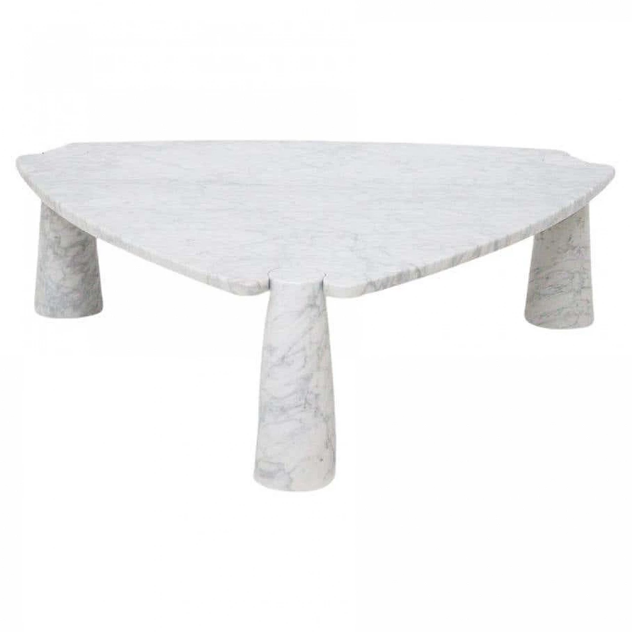 Tavolino triangolare in marmo bianco di Angelo Mangiarotti per Skipper, anni '70 1