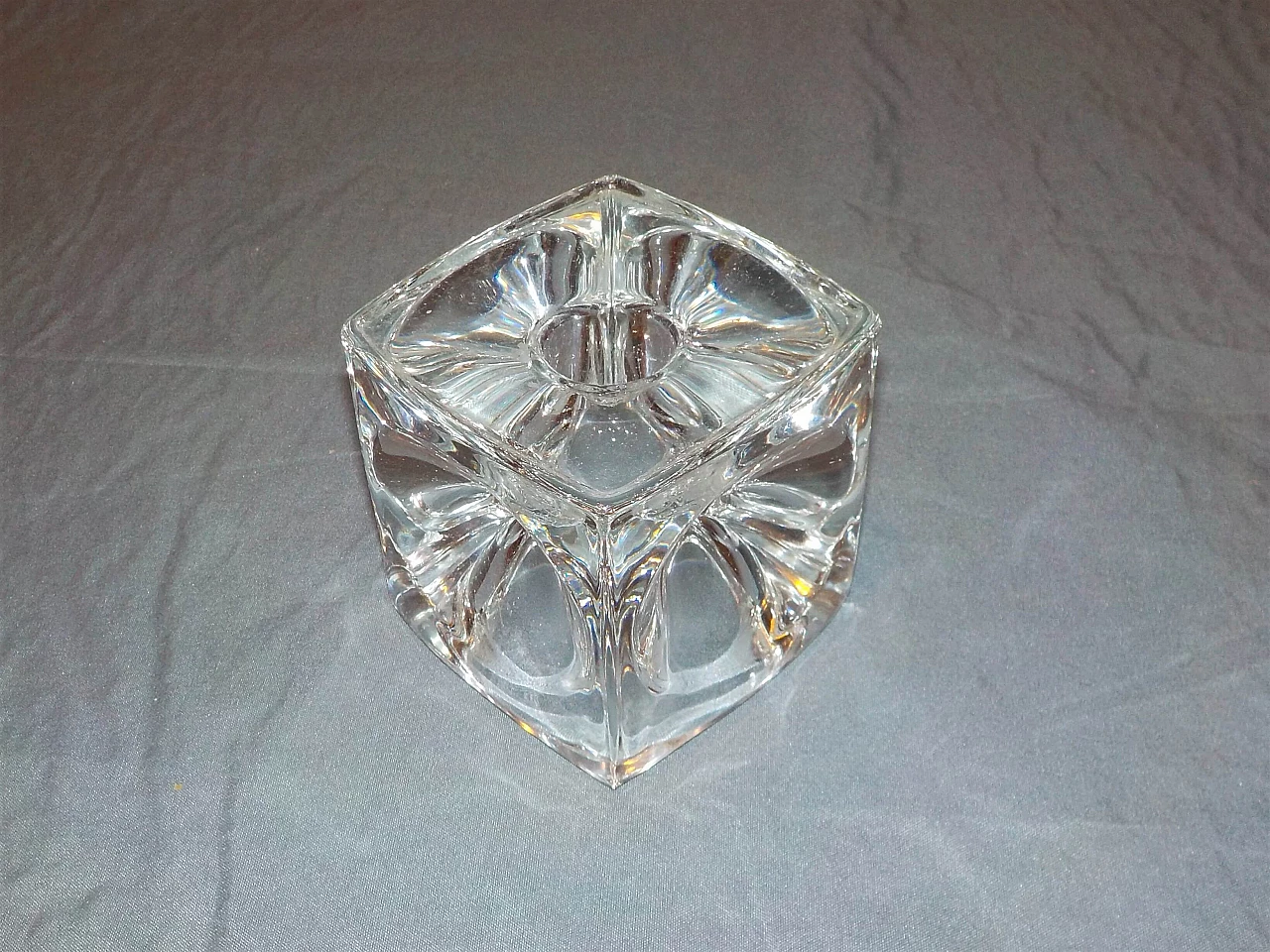 Solid glass cube-shaped candlestick by Rudolf Jumikl, 1965 1