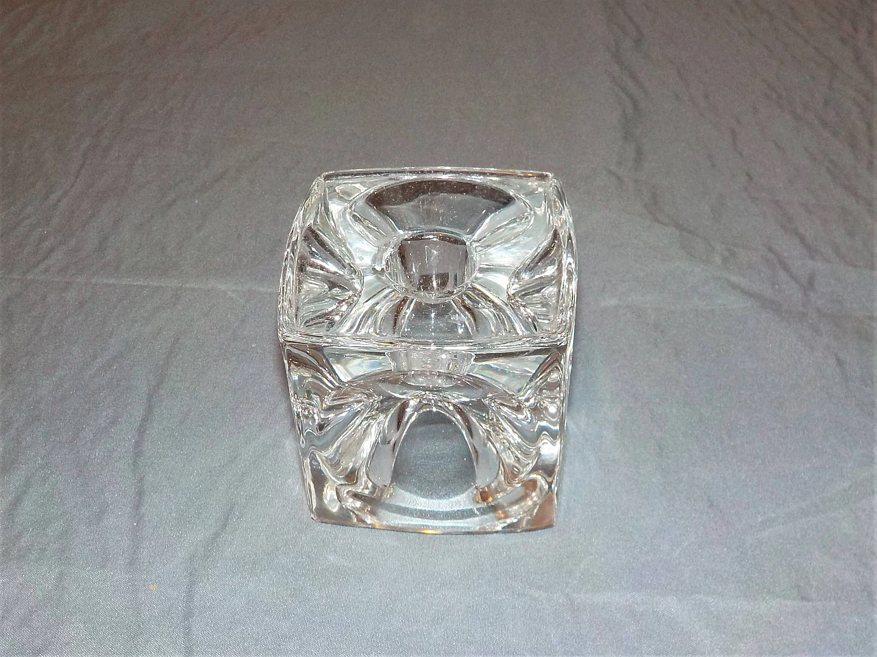 Solid glass cube-shaped candlestick by Rudolf Jumikl, 1965 2
