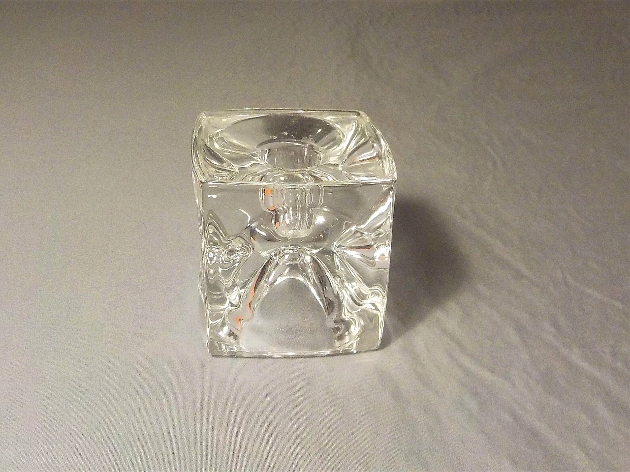 Solid glass cube-shaped candlestick by Rudolf Jumikl, 1965 6