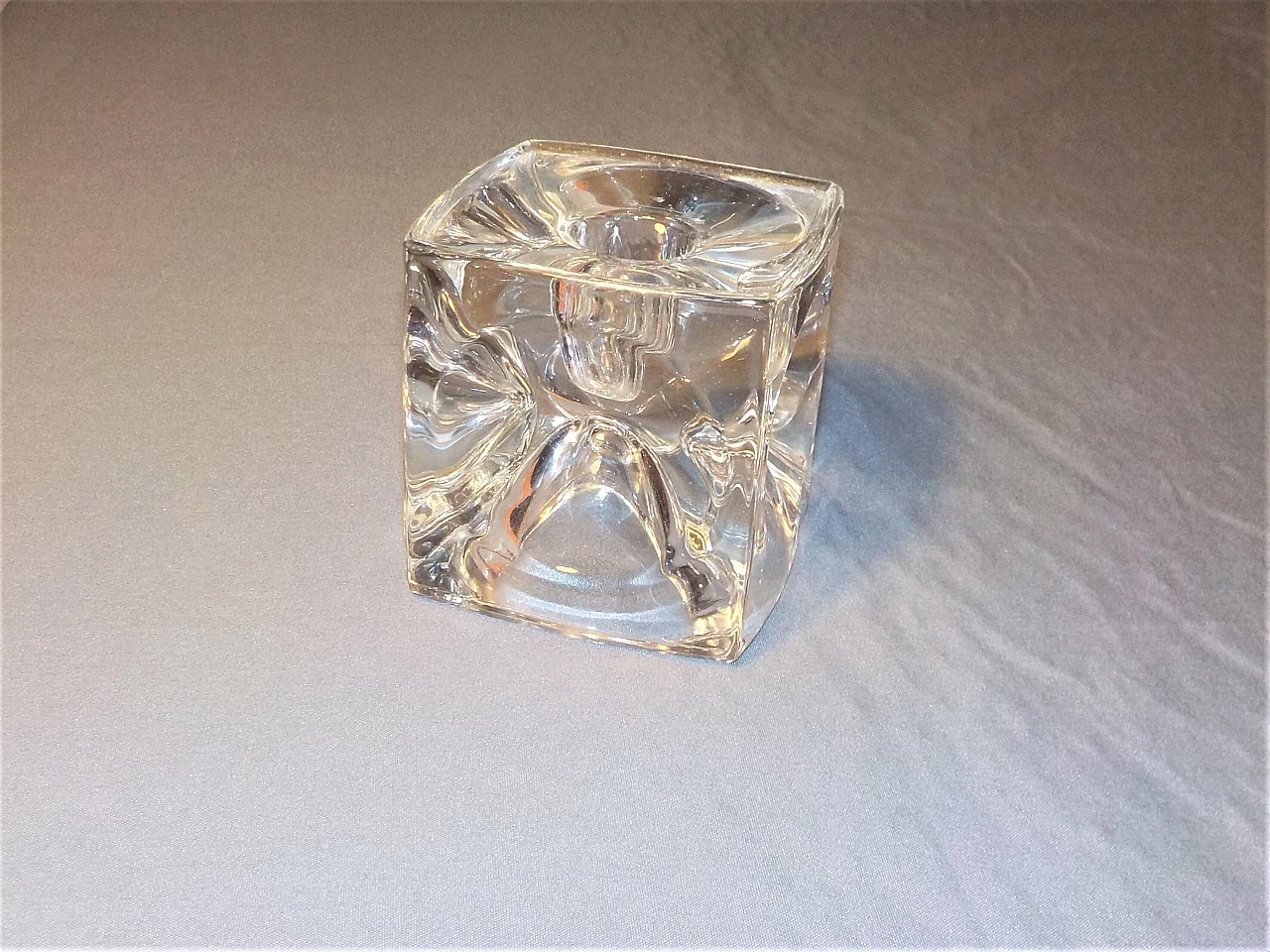 Solid glass cube-shaped candlestick by Rudolf Jumikl, 1965 7