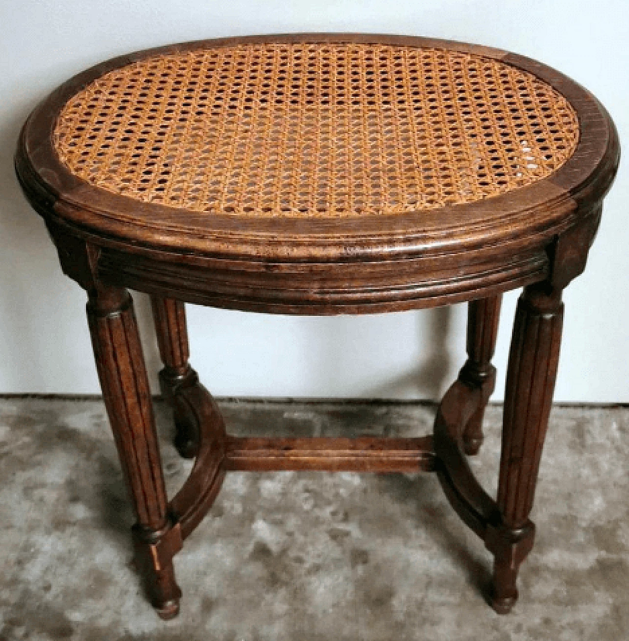 Louis XVI style oak and Vienna straw stool, late 19th century 3