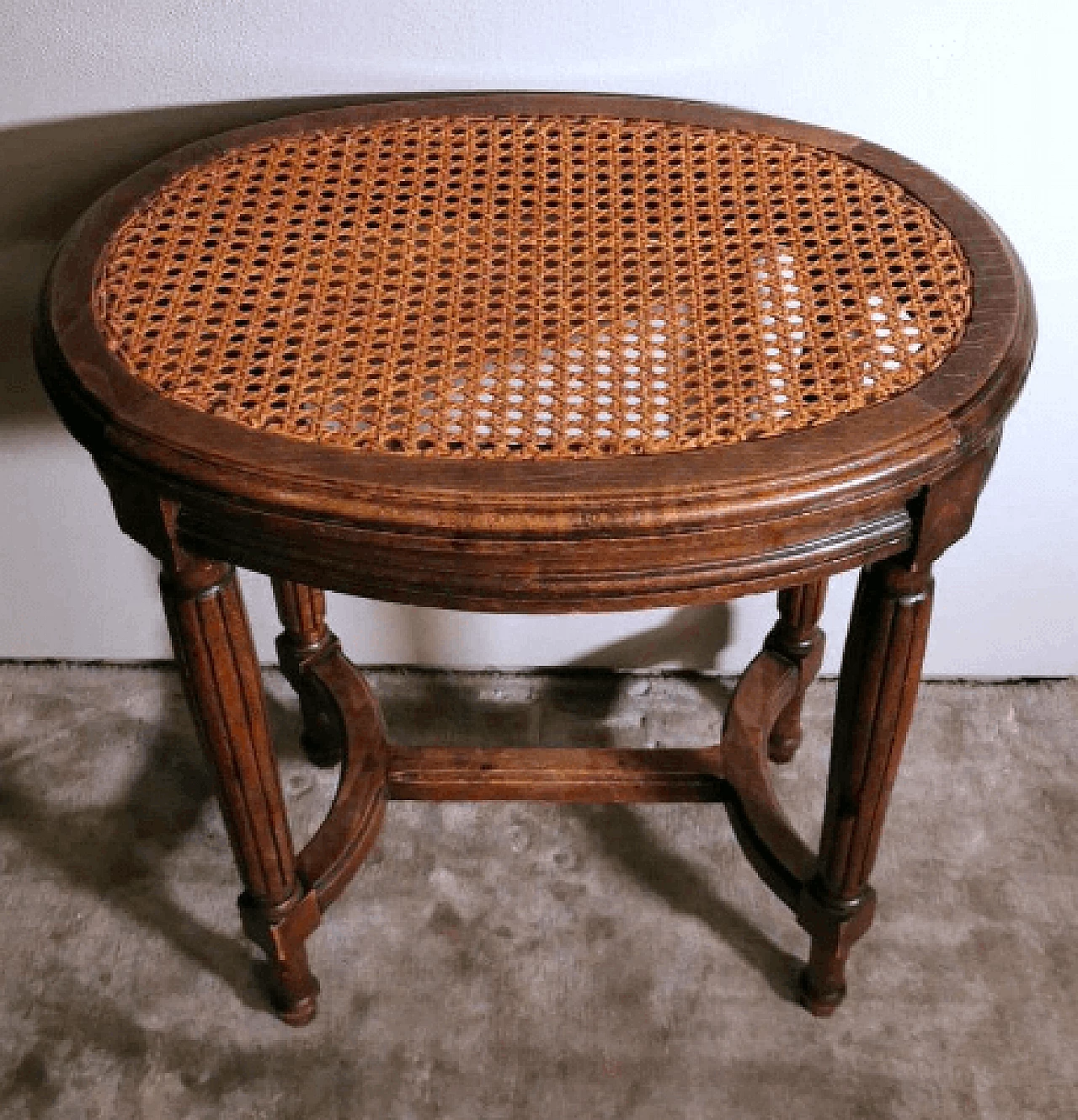 Louis XVI style oak and Vienna straw stool, late 19th century 5