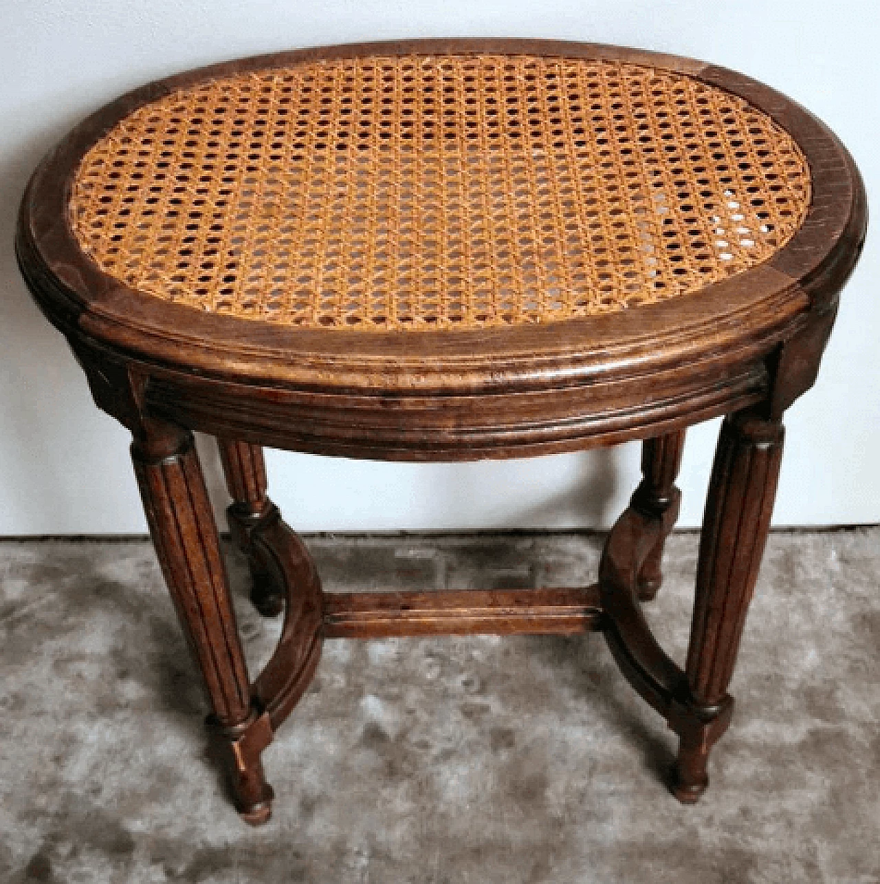 Louis XVI style oak and Vienna straw stool, late 19th century 7