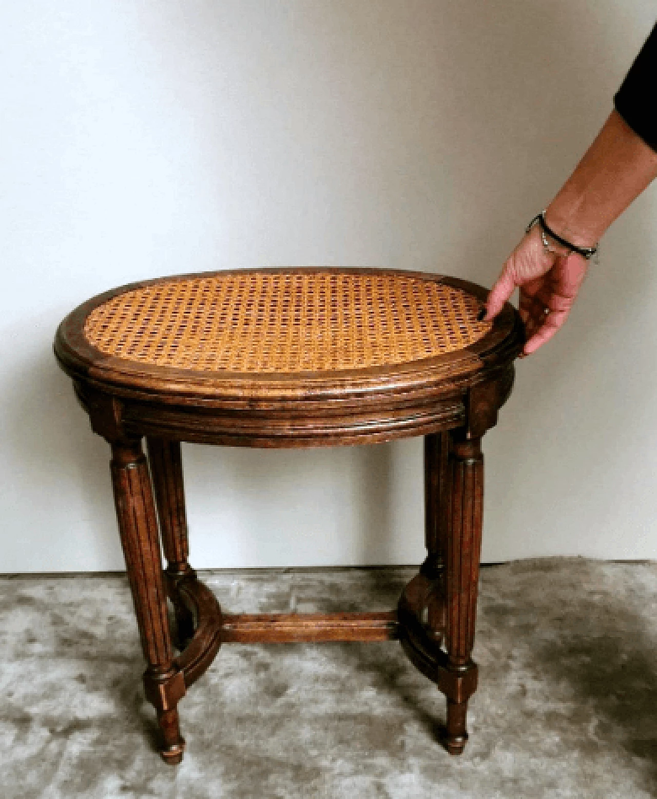 Louis XVI style oak and Vienna straw stool, late 19th century 18