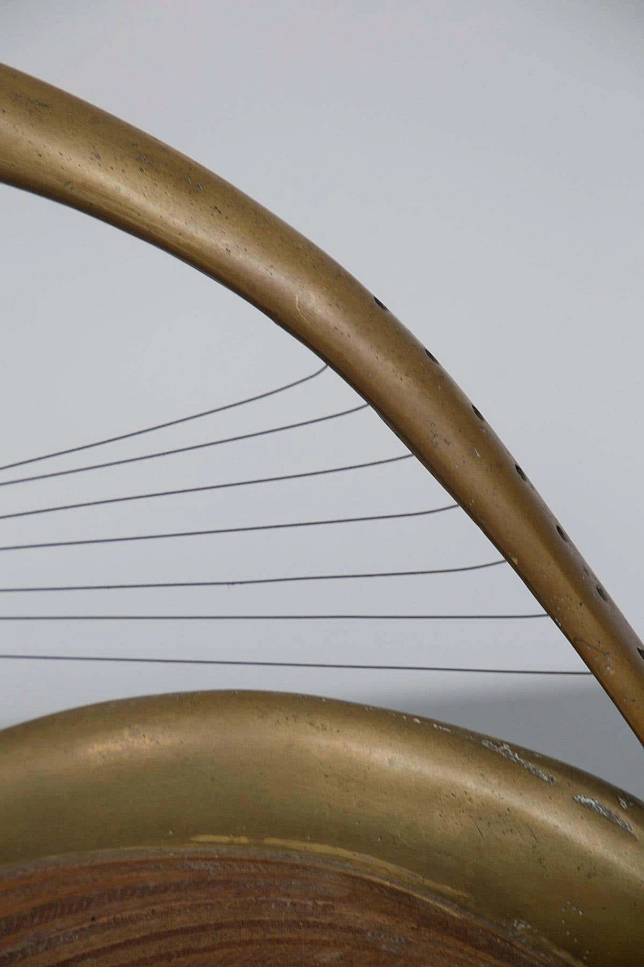 Wood and brass kinetic sculpture by Meloniski from Villacidro, 1980s 2