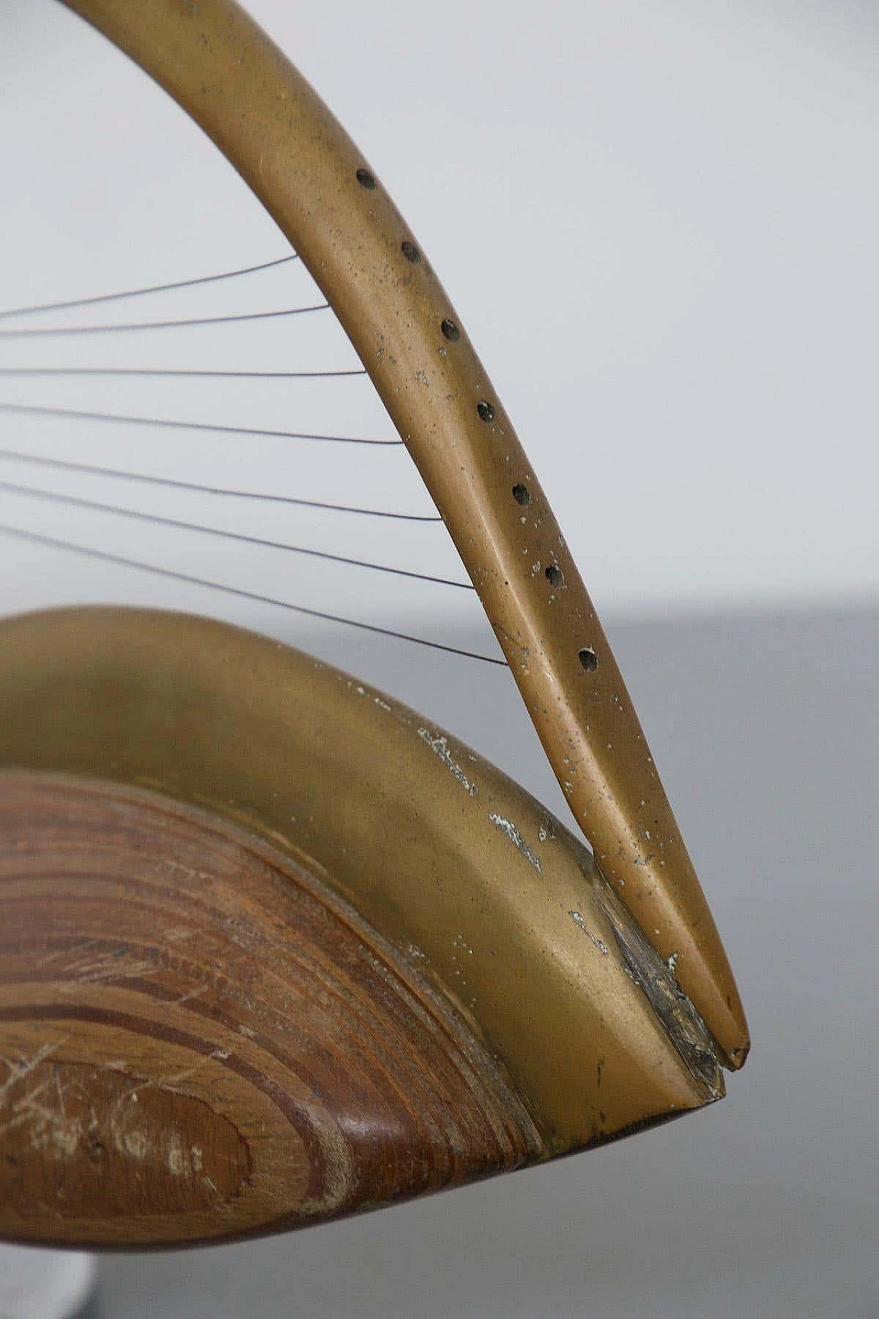 Wood and brass kinetic sculpture by Meloniski from Villacidro, 1980s 4