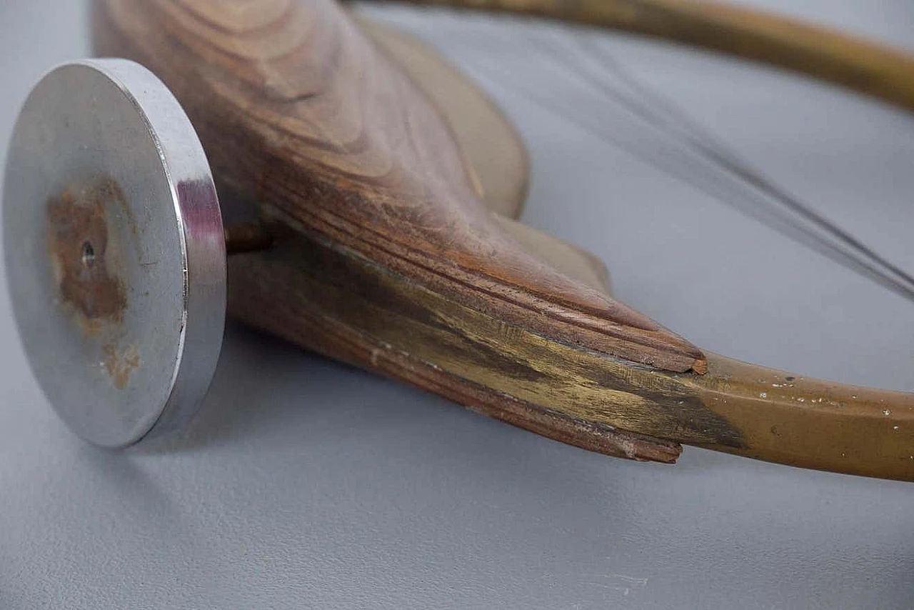 Wood and brass kinetic sculpture by Meloniski from Villacidro, 1980s 7