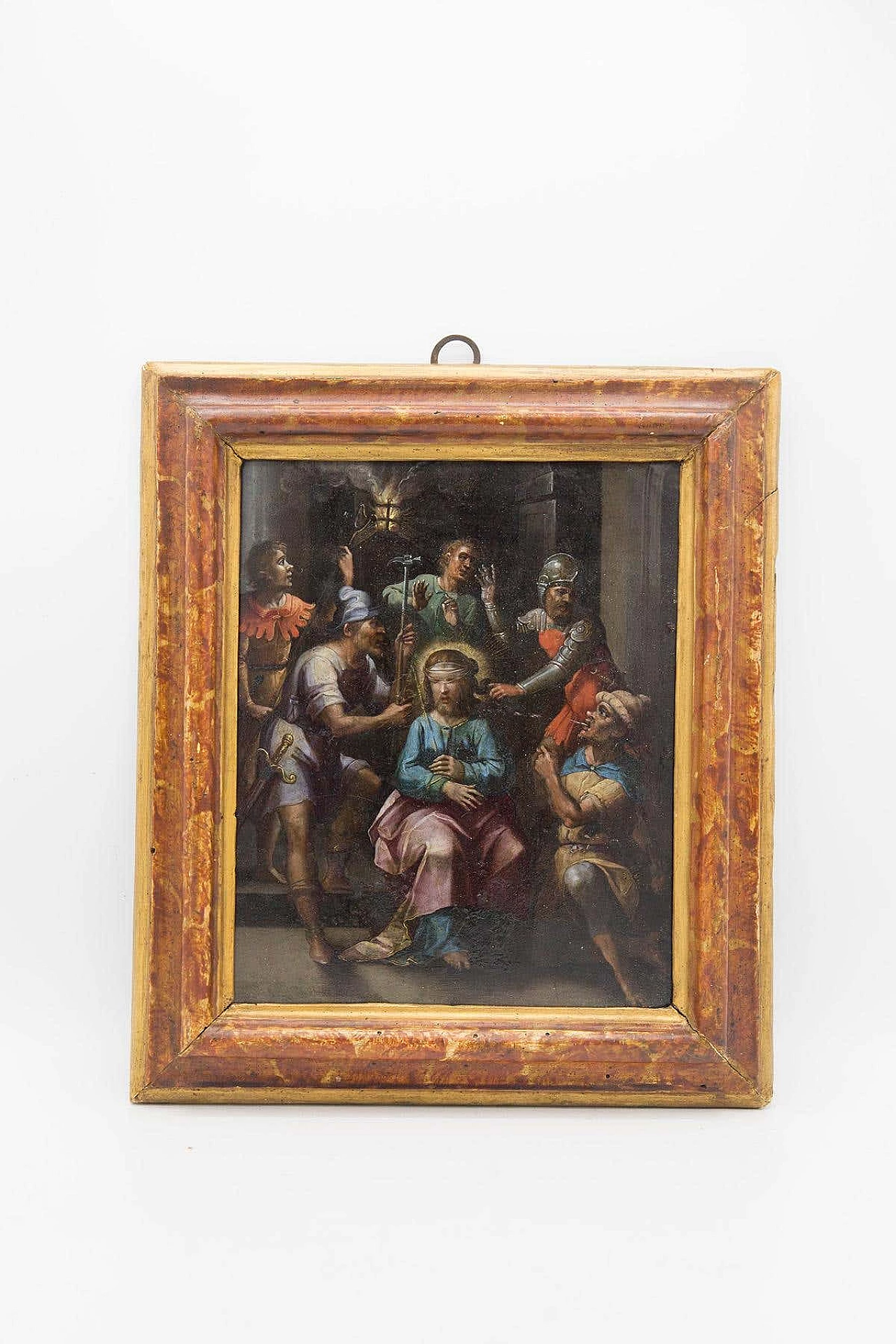 Painting depicting the Beffa di Cristo, oil on copper, 17th century 1