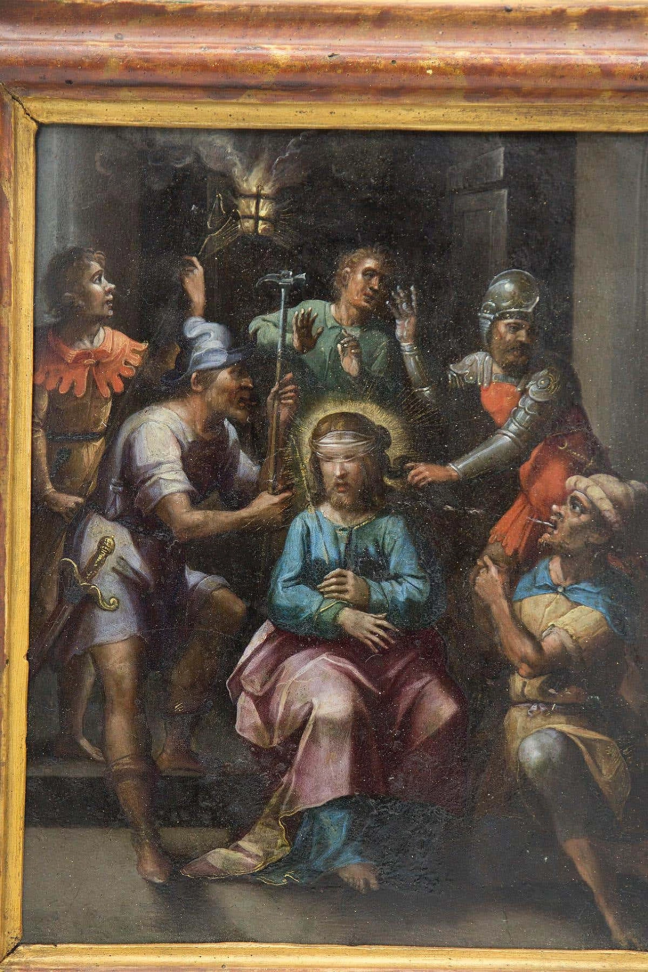 Dipinto raffigurante la Beffa di Cristo, olio su rame, '600 3