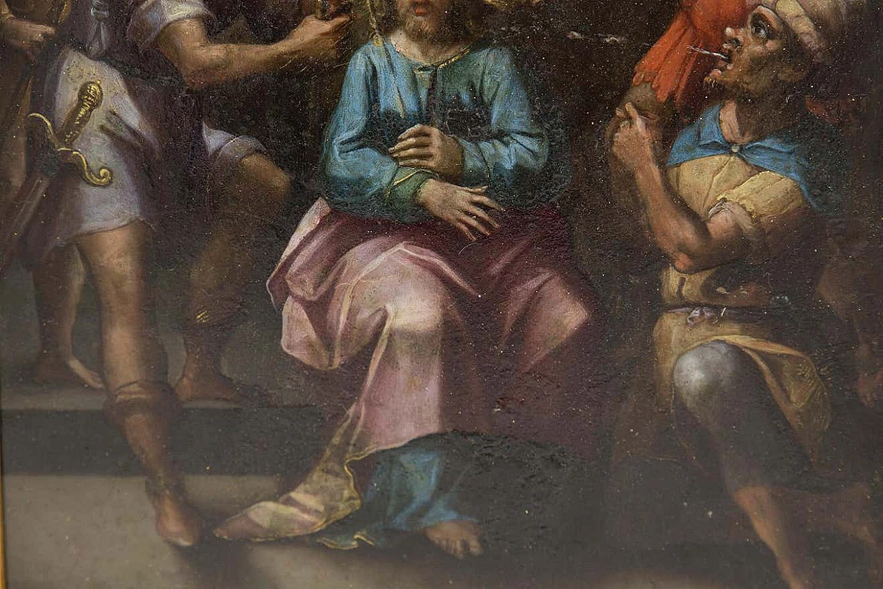 Dipinto raffigurante la Beffa di Cristo, olio su rame, '600 6