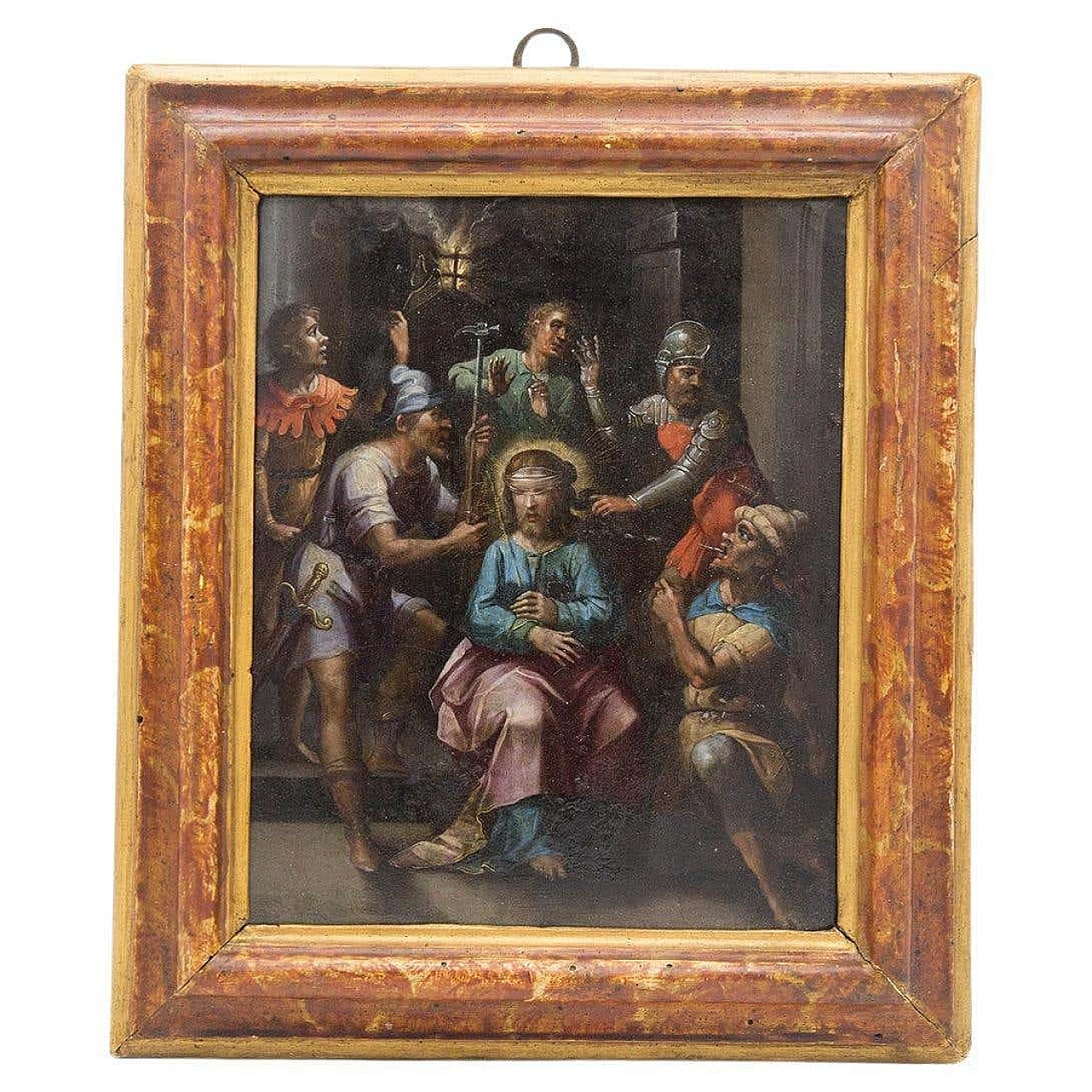 Painting depicting the Beffa di Cristo, oil on copper, 17th century 8