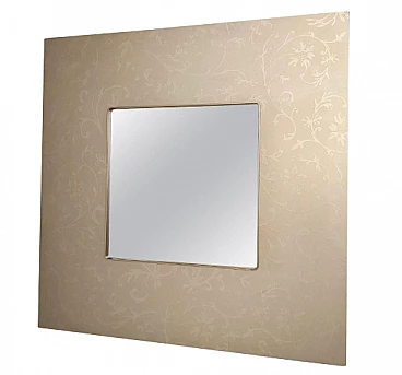 Square wall mirror with metal frame, 1980s