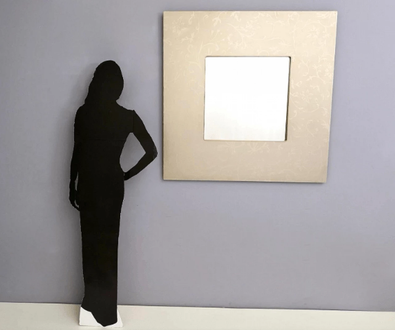 Square wall mirror with metal frame, 1980s 2