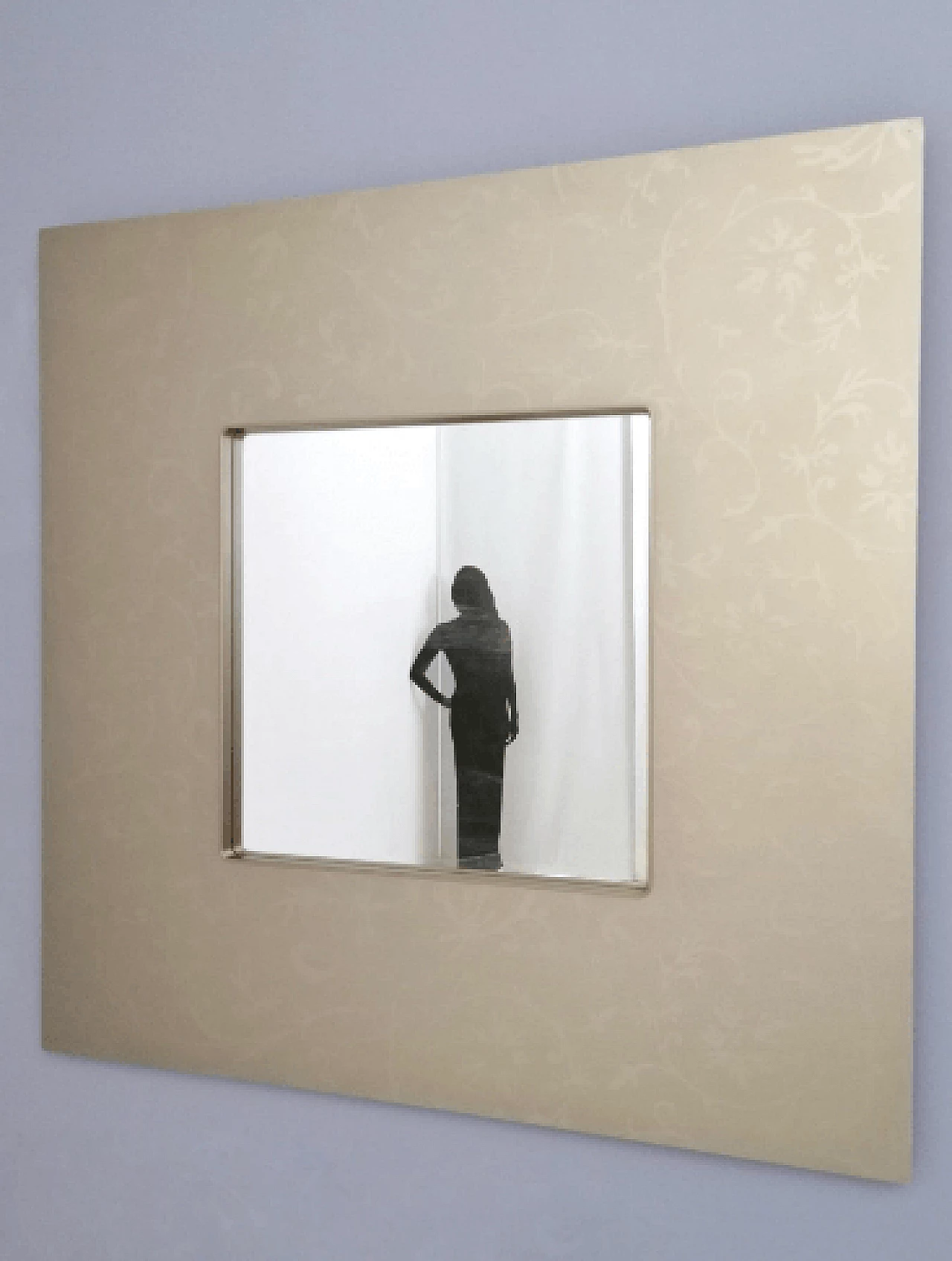 Square wall mirror with metal frame, 1980s 3