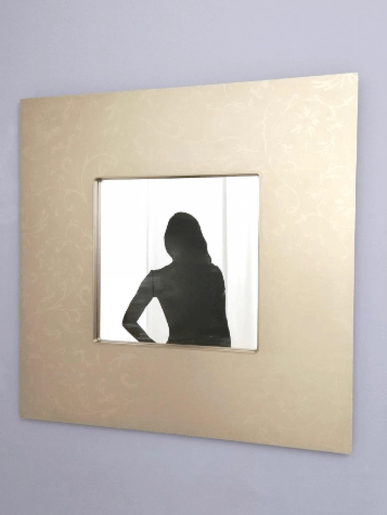 Square wall mirror with metal frame, 1980s 4
