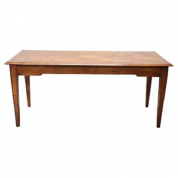 Rectangular inlaid walnut dining table, first half of the 19th century