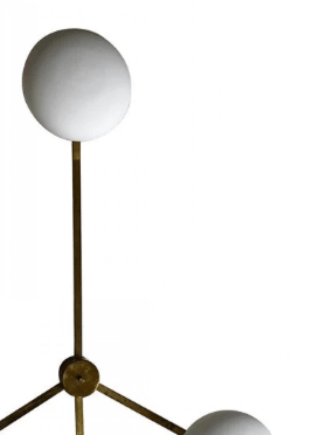 Brass and glass ceiling lamp in the style of Angelo Lelli, 1950s 3
