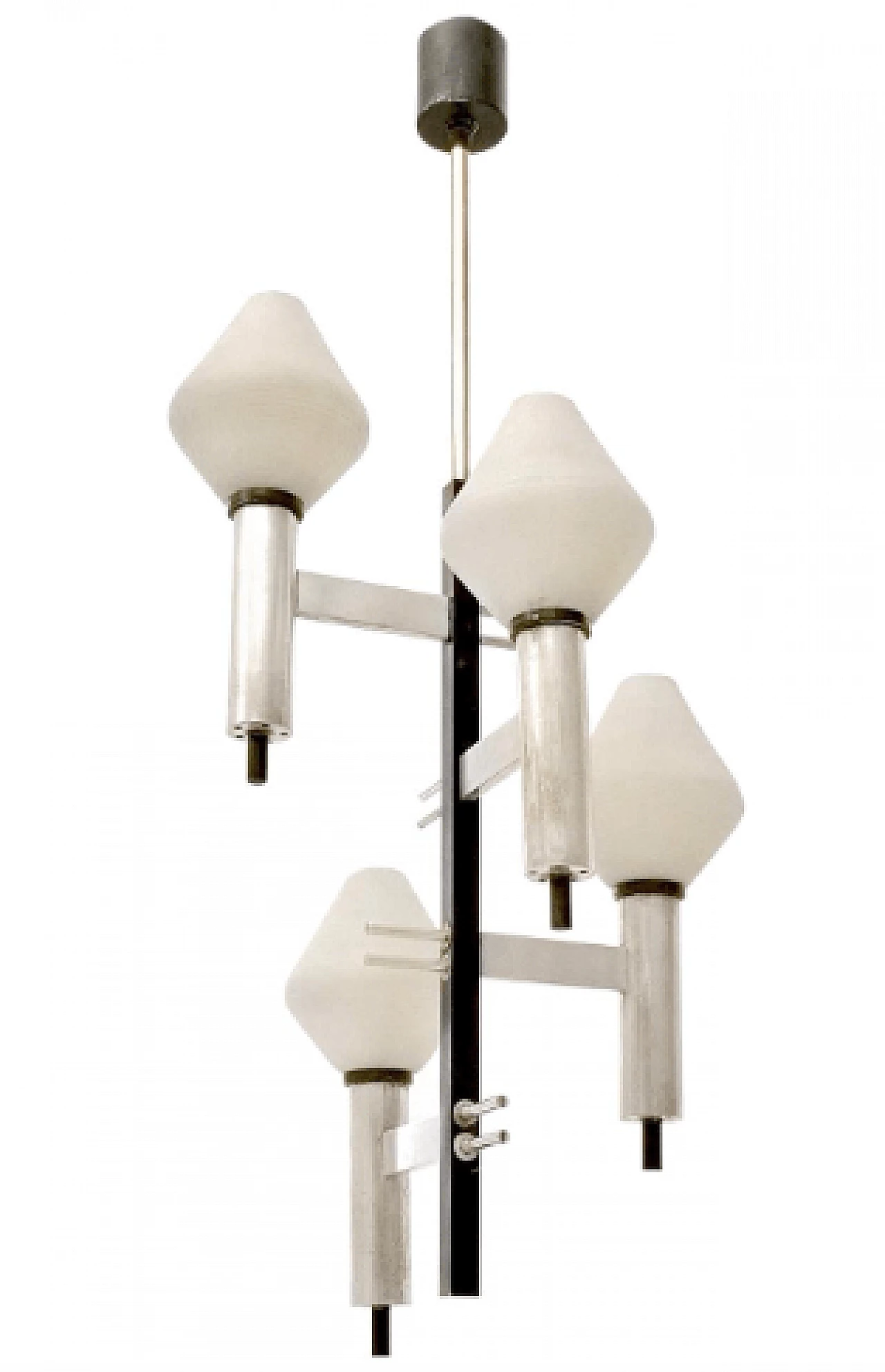 Glass and metal chandelier in the style of Stilnovo, 1950s 1