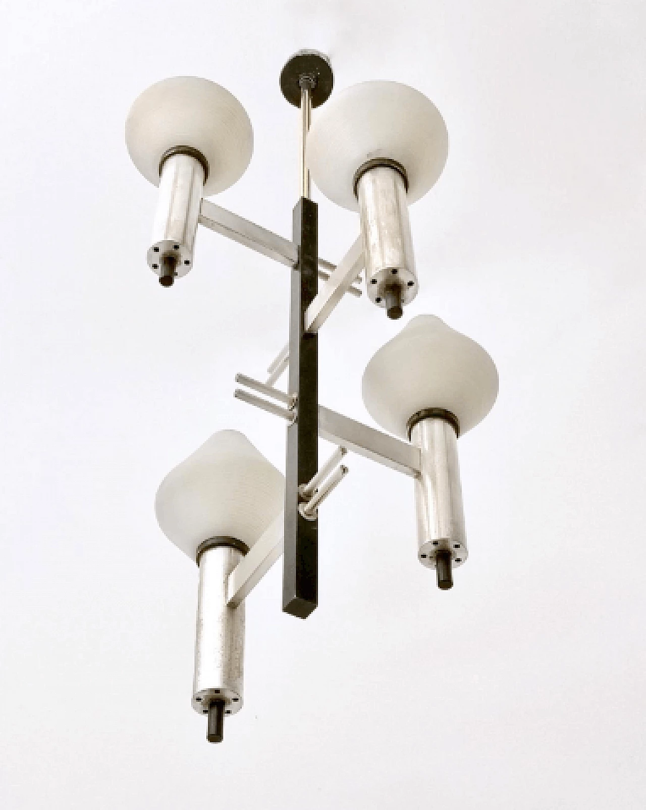 Glass and metal chandelier in the style of Stilnovo, 1950s 6