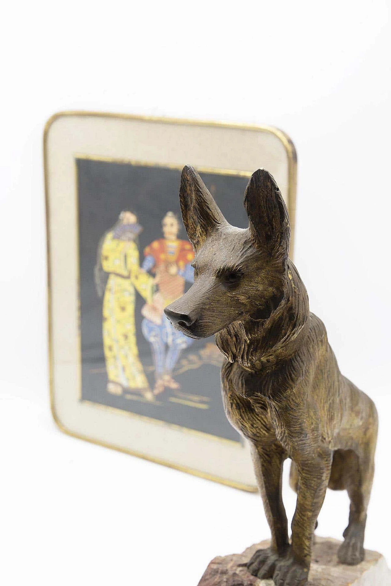 Pair of dog-shaped bookends in onyx and bronze, 19th century 1