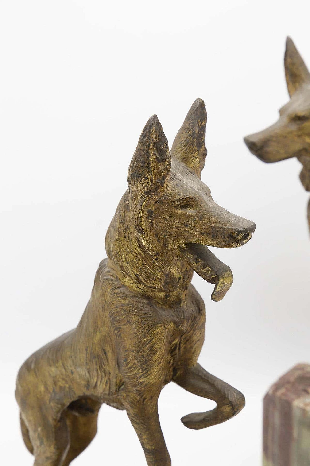 Pair of dog-shaped bookends in onyx and bronze, 19th century 3