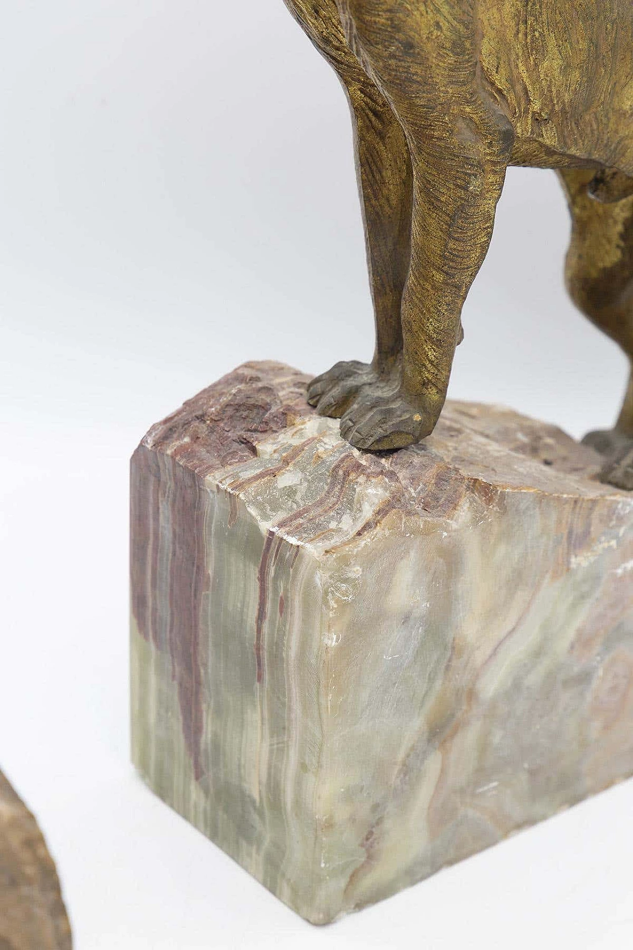 Pair of dog-shaped bookends in onyx and bronze, 19th century 12