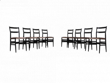 8 Superleggera Chairs by Gio Ponti for Cassina, 1960s