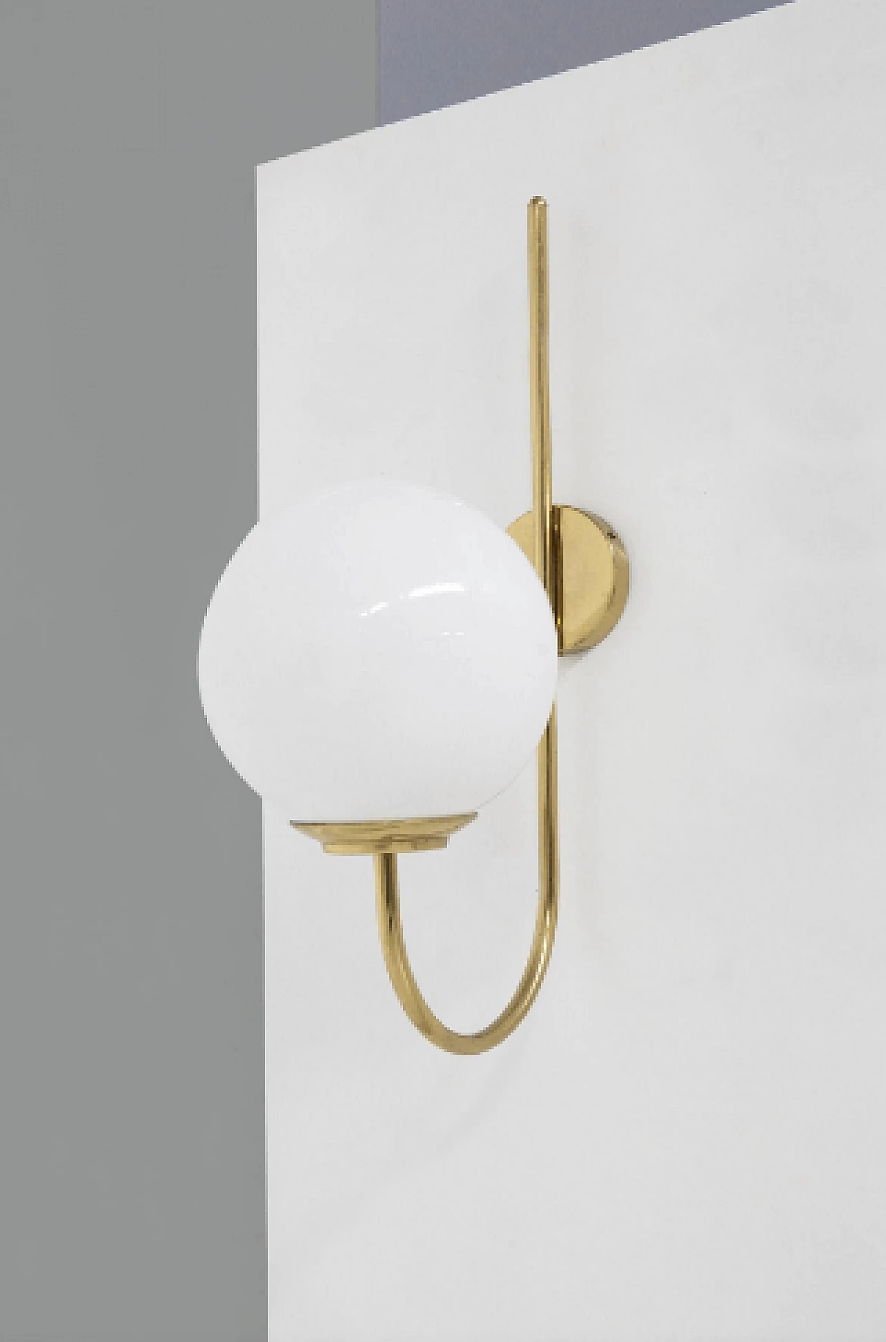 Brass and glass wall light by Luigi Caccia Dominioni for Azucena, 1950s 5