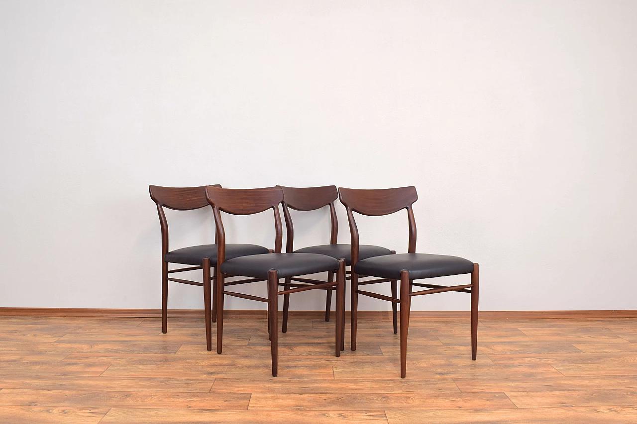 4 Danish teak dining chairs, 1960s 1